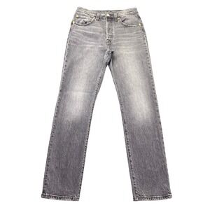 Levis Premium 501 Original Fit Button Fly Jeans Grey Faded Denim Sz 26 Grunge
